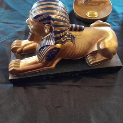 ANCIENT EGYPT TOOB EGYPT FIGURES, EGYPTIAN SPHINX, AND EGYPTIAN CANDLE / INSCENSE HOLDER