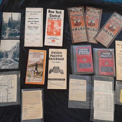 OLD RAILROAD EPHEMERA 1892 TICKET, PAMPHLETS & MORE UNION PACIFIC, NEW YORK CENTRAL AND OTHERS