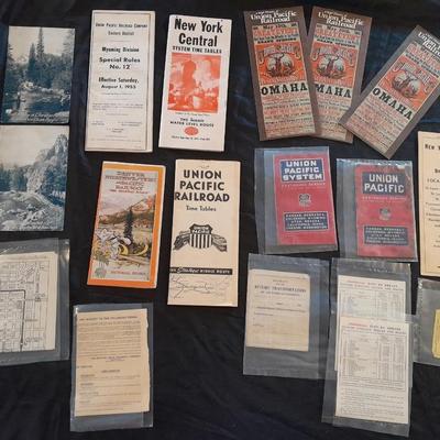 OLD RAILROAD EPHEMERA 1892 TICKET, PAMPHLETS & MORE UNION PACIFIC, NEW YORK CENTRAL AND OTHERS