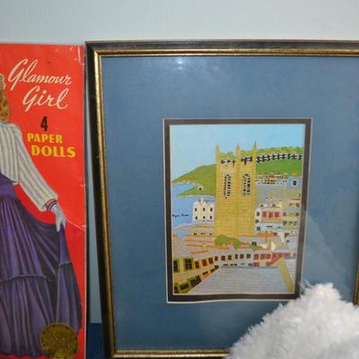 LOT 486 VINTAGE DECOR ART, PLUSH TOYS