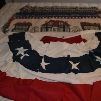 LOT 491 USA BUNTING FLAG AND BLANKET