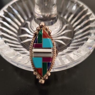 Signed Inlaid Native American ring