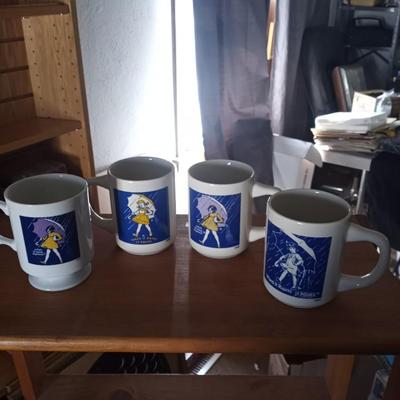 FOUR MORTON SALT COFFEE MUGS