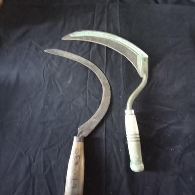 TWO VINTAGE SICKLE