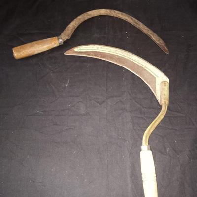 TWO VINTAGE SICKLE