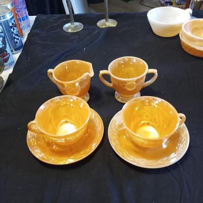 FIRE KING CUPS & SAUCER CREAMER/SUGAR
