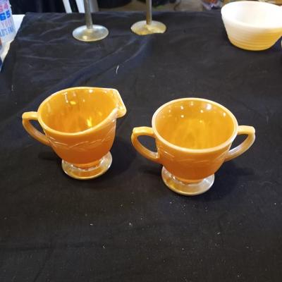 FIRE KING CUPS & SAUCER CREAMER/SUGAR