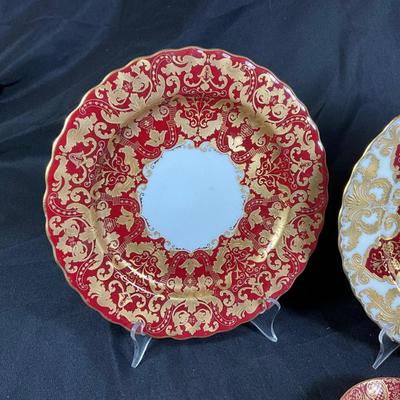 1278 Antique Royal Doulton Burslem England Burgundy & Gold Dinner Plates