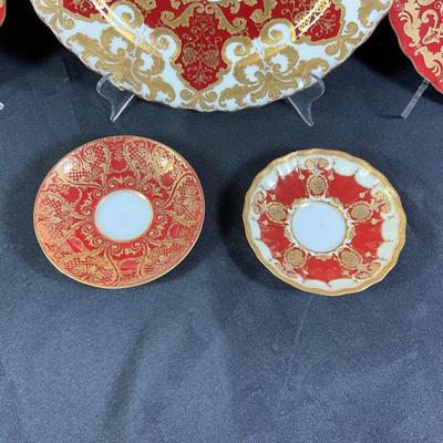 1278 Antique Royal Doulton Burslem England Burgundy & Gold Dinner Plates