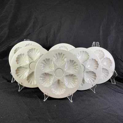 1280 Set of 6 Mid Century French GIEN Oyster / Clam Plates