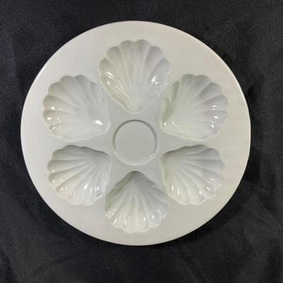 1280 Set of 6 Mid Century French GIEN Oyster / Clam Plates