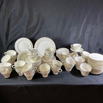 1282 Vintage Wedgwood Embossed Queensware, Wellesley, Patrician China Set