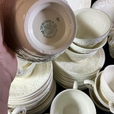 1282 Vintage Wedgwood Embossed Queensware, Wellesley, Patrician China Set