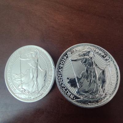 ROYAL MINT BRITANNIA Â£2 TWO POUND SILVER COIN BULLION .999 1 OZ.