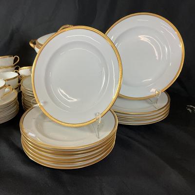 1283 Theodore Haviland Limoge Gold and White China Set