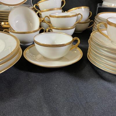 1283 Theodore Haviland Limoge Gold and White China Set