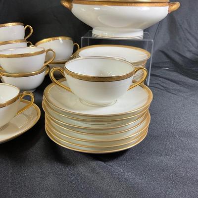1283 Theodore Haviland Limoge Gold and White China Set