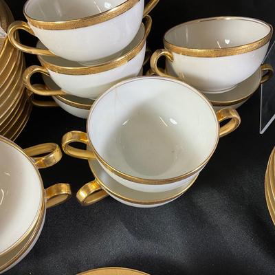 1283 Theodore Haviland Limoge Gold and White China Set