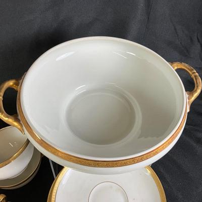 1283 Theodore Haviland Limoge Gold and White China Set