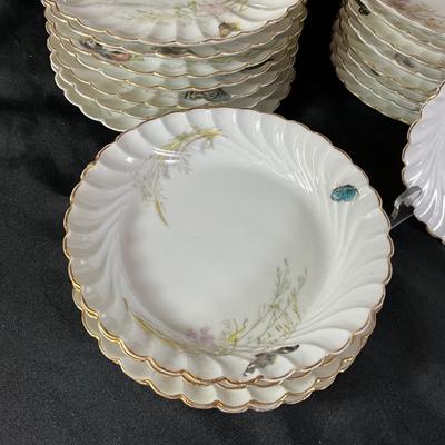 1284 Haviland Limoge Butterfly Plates and Bowl Set