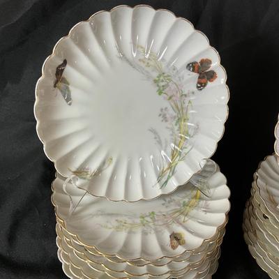 1284 Haviland Limoge Butterfly Plates and Bowl Set