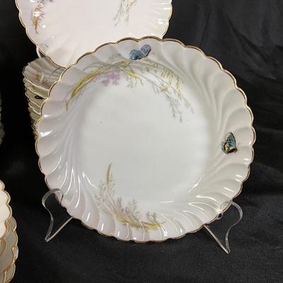 1284 Haviland Limoge Butterfly Plates and Bowl Set