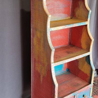 Lot 8: Vintage Wicker Shelf with Dixie Bell Paint