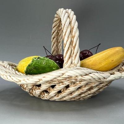 Vintage Made in Italy Handmade Pottery Ceramic Art Fruit Basket