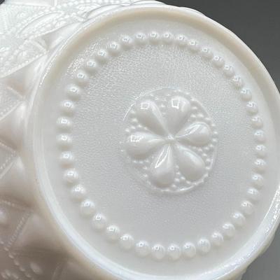 Vintage Mid Century Kemple Wheaton White Milk Glass Textured Design Decorative Serving Bowl