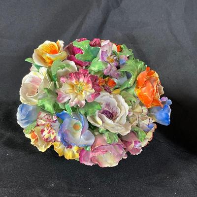 1287 Vintage Denton Bone China Floral Bouquet and Basket