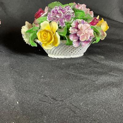 1287 Vintage Denton Bone China Floral Bouquet and Basket