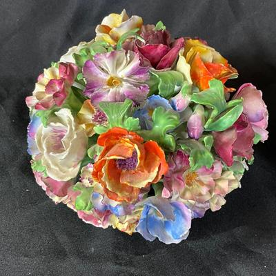 1287 Vintage Denton Bone China Floral Bouquet and Basket