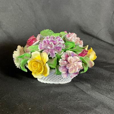1287 Vintage Denton Bone China Floral Bouquet and Basket