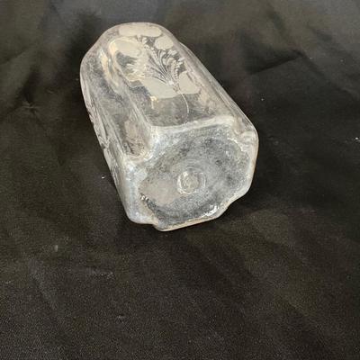 1289 Early Etched Glass bottle with Pewter Top