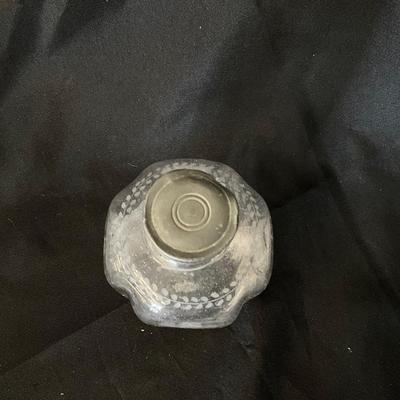 1289 Early Etched Glass bottle with Pewter Top