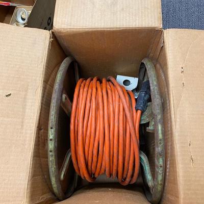 Old Metal Hose Winding Reel with Extra Long Extension Cord