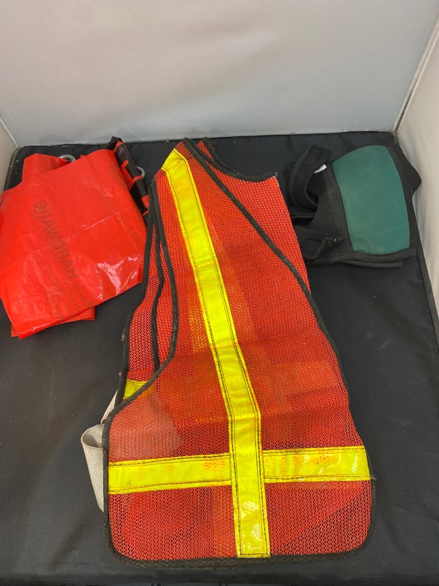 Mixed Lot of Construction Safety Items Vest Red Flags Knee Pads