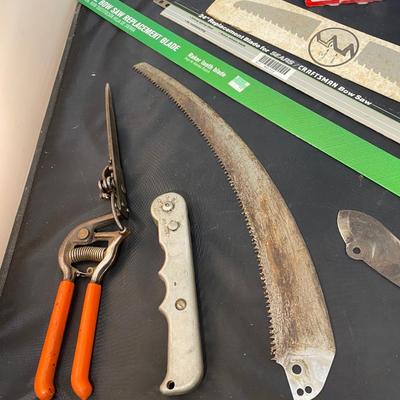 Mixed Lot of Gardening Scissors Branch Cutters and Saw Blades