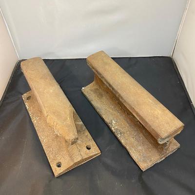 Pair of Vintage Heavy Solid Iron Curved Anvils from Railroad Track