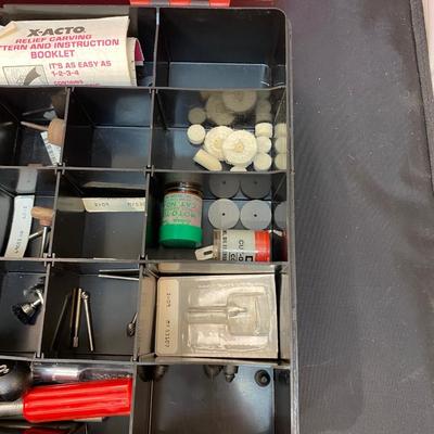 Divided Carry Storage Case with Xacto Blades and Dremel Bits