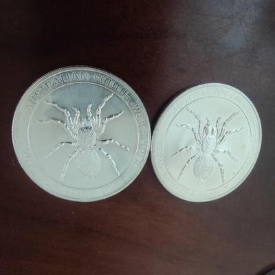 1 OUNCE .999 SILVER SET OF AUSTRALIAN FUNNEL -WEB SPIDER