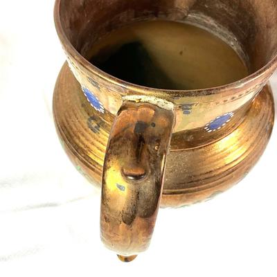 1292 Large Antique Copper Lustreware Pitchers