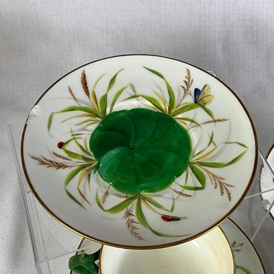 1297 Antique MINTON Aesthetic Butterfly  Footed Cup and Saucers