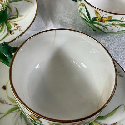 1297 Antique MINTON Aesthetic Butterfly  Footed Cup and Saucers