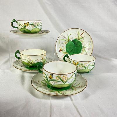 1297 Antique MINTON Aesthetic Butterfly  Footed Cup and Saucers
