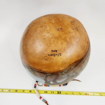 HAND PAINTED NATIVE AMERICAN GOURD BOWL - SIGNED