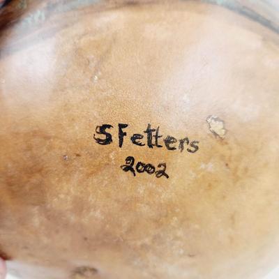 HAND PAINTED NATIVE AMERICAN GOURD BOWL - SIGNED