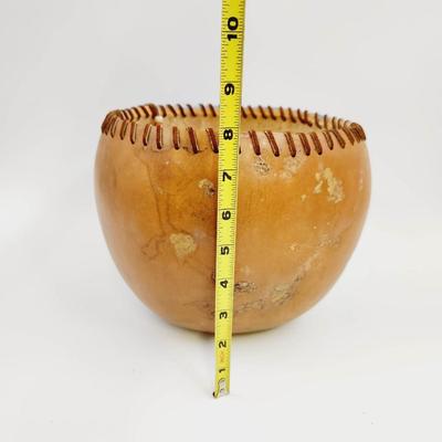 HAND PAINTED NATIVE AMERICAN GOURD BOWL - SIGNED