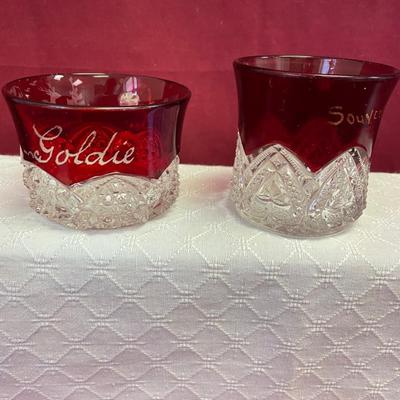 EAPG Ruby red souvenir glasses