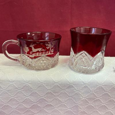 EAPG Ruby red souvenir glasses